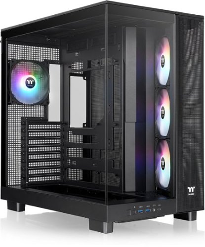 Thermaltake - View 380 XL TG ARGB Dual-Chamber Chassis with Hidden-Connector Motherboard Support ATX Mid Tower PC Case - Black