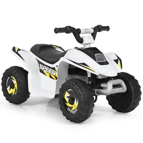 Costway - 6V Kids Electric Quad ATV 4 Wheels Ride On Toy Toddlers Forward&Reverse - White-Front_Standard 