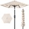 Best Choice Products - 10ft Outdoor Steel Market Patio Umbrella w/ Crank, Tilt Push Button, 6 Ribs - Striped Tan-Front_Standard