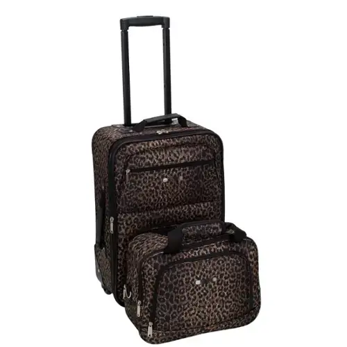 Front. Dapper Styles - Fashion Expandable Softside Upright Luggage Set Charcoal 2-piece - Leopard-2-Piece Set (14/19).