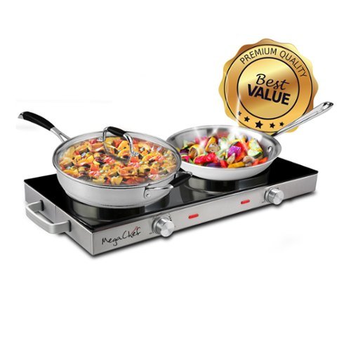 MegaChef Ceramic Infrared Double Electric Cooktop Silver