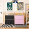 Malletson - Modern 3-Tier Modular Metal Sideboard, Storage Cabinet with 2 Drop-Down Doors for Home Office & Coffee Bar (1‑Pack) - Pink-Front_Standard