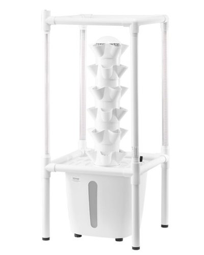 VEVOR - Hydroponic Growing System with Grow Light,30 Pods Vertical 6 Tiers Hydroponic Tower,Home Hydronic Garden with Water Pump - White-Front_Standard 