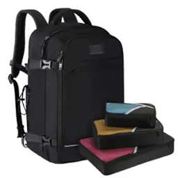 Black(backpack With 3 Packing Cubes)-17-inch