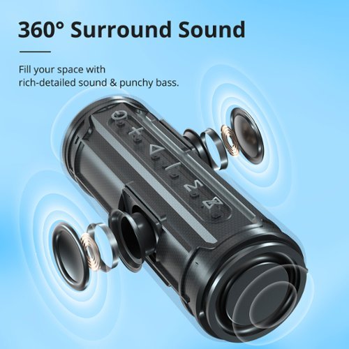 Tronsmart Mirtune C2 Portable Bluetooth Speaker, 360° Surround Sound, 24W Deep Bass, IPX7 Waterproof, 24H Playtime with TF/AUX - Black BUY IN MIDDLE EAST