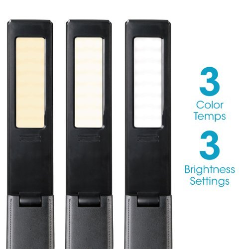 OttLite Rise LED Desk Lamp w/ LCD Smart Display, USB Charging Port, 3 Brightness Settings, 3 Color Temperatures & Foldable Shade - Black BUY IN UAE