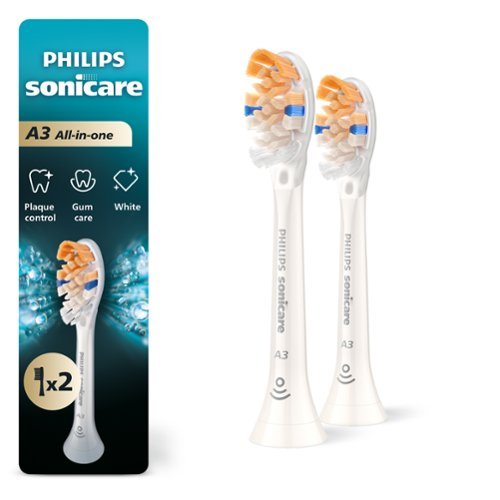 Philips Sonicare - A3 All-in-One -Replacement Brush Heads, 2 Pack - White-Front_Standard 