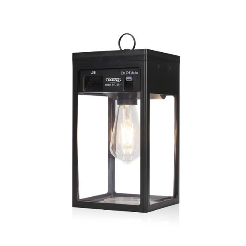 Techko Maid - Solar Portable Lantern with Edison Bulb - Black-Front_Standard 