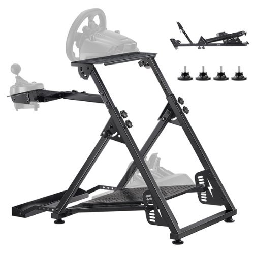 VEVOR - Racing Wheel Stand, Adjustable & Foldable Simulator Stand for Logitech G923 G920 G29 G27, Thrustmaster T300RS TX F458 - Black-Front_Standard 