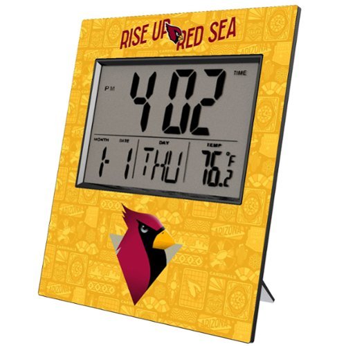 Keyscaper - Arizona Cardinals 2024 Illustrated Limited Edition Digital Desk/Wall Clock - Gray-Front_Standard 