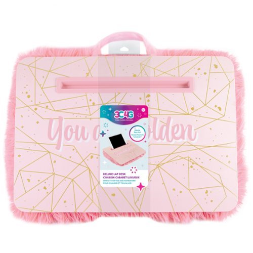 Make It Real - 3C4G: Pink & Gold Deluxe Fur Lap Desk - You Are Golden, Make It Real,12” x 17"