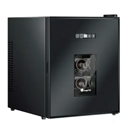 Front. KingChii - 16-Bottle Thermoelectric Wine Cooler Refrigerator with Advanced Cooling Technology and Glass Door - Black.