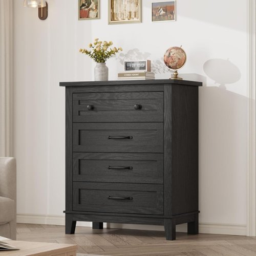 Jojoka - 4 Dresser for Bedroom, 34.8 in Tall Vertical Drawer Dresser - Black-Front_Standard 