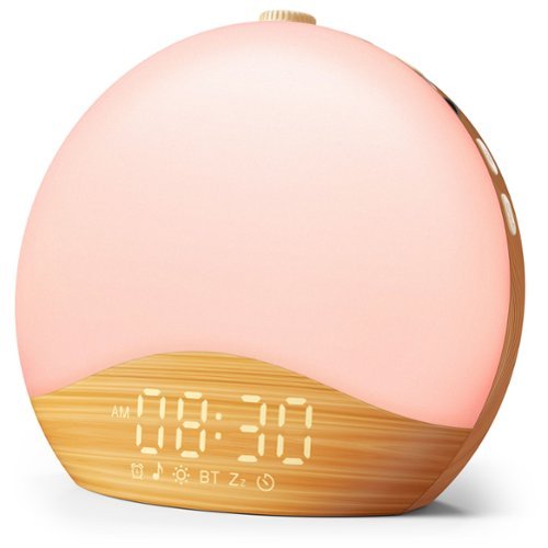 Ecozy - Sunrise Alarm Clock, White Noise Sound Machine, 26 Soothing Sounds, 17 Night Lights - Wood Grain-Front_Standard 
