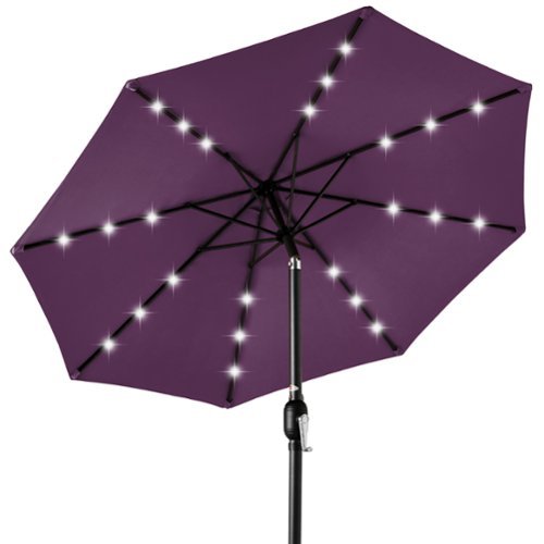 Best Choice Products - 10ft Solar LED Lighted Patio Umbrella w/ Tilt Adjustment, UV-Resistant Fabric - Amethyst Purple-Front_Standard 