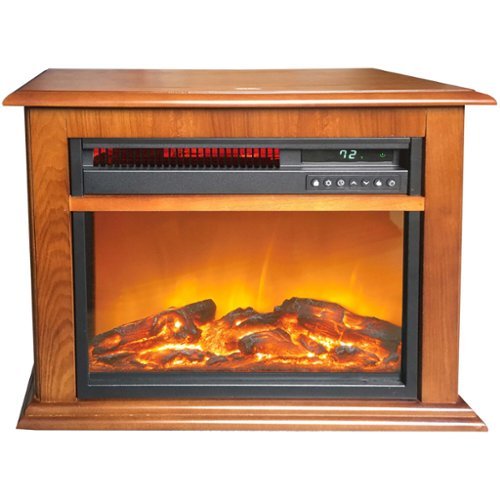Lifesmart - 3-Element Infrared Fireplace in Oak Mantel - Black