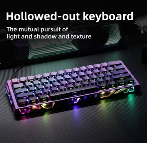 Loheer - 60% Mechanical Gaming Keyboard, Hot-Swappable Red Switch, Hollow RGB Design for PC Gamers - Purple-Front_Standard 