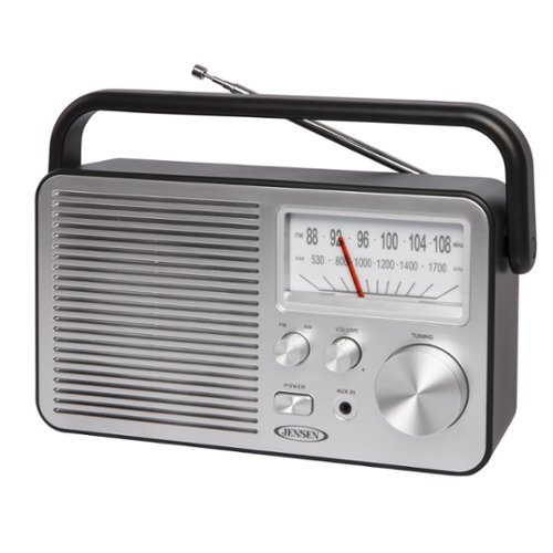 Jensen - Portable AM/FM Radio with Aux Line-in - Black-Front_Standard 
