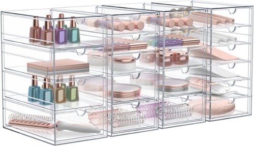 Sorbus - 20 Drawers Acrylic Organizer for Makeup, Organization and Storage, Art Supplies, Jewelry,- 4 Pcs - Clear-Front_Standard 