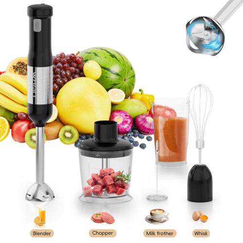 WHALL - Immersion Blender,Handheld Blender with Whisk, Milk Frother - silvery-Front_Standard 