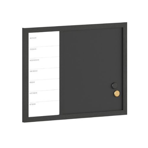 Martha Stewart - Everette Dry Erase Magnetic Weekly Calendar/Chalk Board- 24x18 - Black Woodgrain