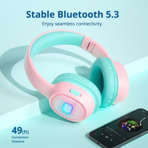 Tronsmart KH02 Wireless Headphones with 74/85/93dB Safe Volume, Built-in Microphone, Bluetooth 5.3, 45H Playtime for School Travel - Princess Pink BUY IN SAUDI ARABIA