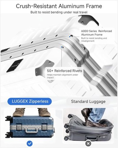 LUGGEX 28 Inch Hardside Luggage 8010s Aluminum Frame Zipperless