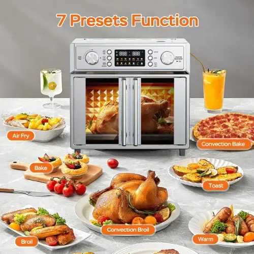 7 Presets Function

- Air Fry
- Bake
- Convection Broil
- Broil
- Convection Bake
- Toast
- Warm