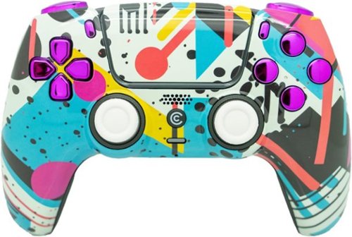 Custom Controllerzz - Custom Wireless Controller for PS5 - Retro Abstract & Purple Chrome Inserts-Front_Standard 