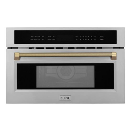 ZLINE - Autograph 30 in. 1.6 cu ft. Built-in Convection Microwave Oven and Champagne Bronze Helix Handle - Stainless Steel