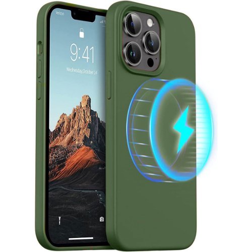 Entronix - Magnetic Case for iPhone 13 Pro - Soft-Touch Liquid Silicone Protection - Green-Front_Standard 