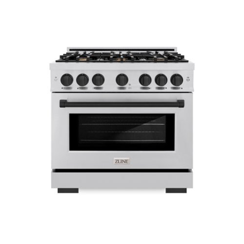 ZLINE - Autograph Edition 36" Freestanding Select Gas Range w/ 6 Burners & Matte Black Accents (HGRZ-36-MB) - Stainless Steel-Front_Standard 