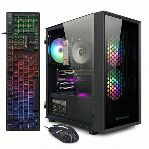STGAubron - Gaming PC Desktop Computer, Intel i7 Xeon E5 3.0Ghz, Radeon RX550 4G, 16GB RAM, 512GB SSD, USB WiFi 6, Win11H - Black-Front_Standard 
