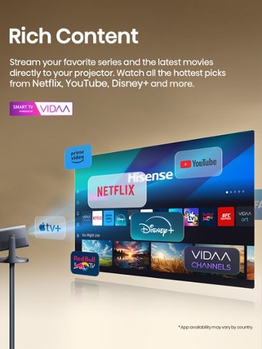 Hisense C2 Triple Laser 4K Smart Portable Projector, 65”-300, Dolby Vision, 2000 Lumens, 110% BT.2020, JBL Speaker, 3D - Silver BUY IN UAE