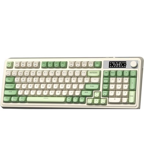 AULA - S99 Pro, 99-Key, Wireless, Membrane, Gaming Keyboard, RGB, 5-Layer Padding, 2000 mAh Battery, Knob, Digital Screen - Green/White-Front_Standard 