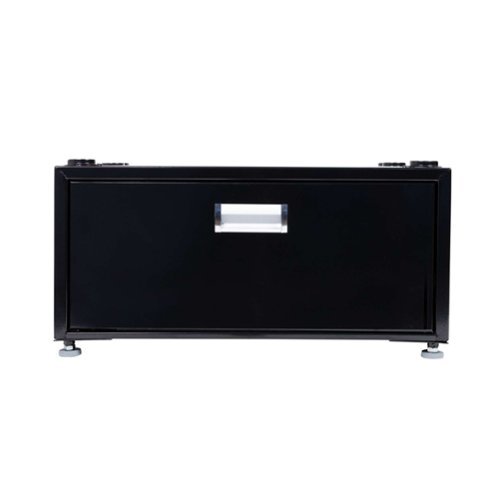 Equator - 24in Laundry Pedestal 11in tall + Rollout Storage Drawer Adjustable feet - Black-Front_Standard 