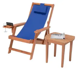 Walnut color with blue fabric