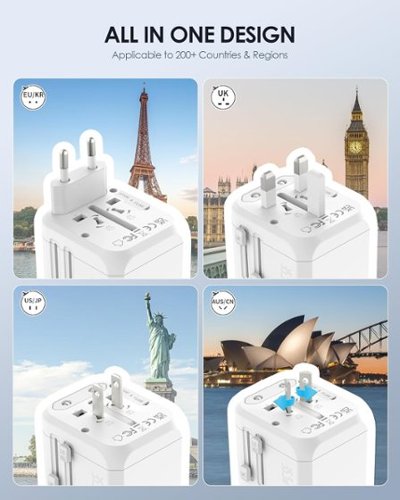 Epicka Dual AC Outlet 35W Universal Travel Adapter with 2 USB-C PD Fast Charging & 3 USB-A (TA-205, White) - White HOW TO BUY
