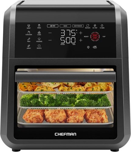 Chefman - 6-in-1 Multifunctional Air Fryer Oven w/ 12 Qt Capacity, Digital Touchscreen - Black-Front_Standard 