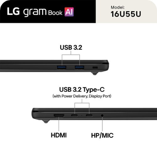 LG gram Book 16 Copilot+ PC Touchscreen Laptop with AMD Ryzen AI 7 445 -16GB RAM -1TB SSD - Titan Black WORLDWIDE DELIVERY