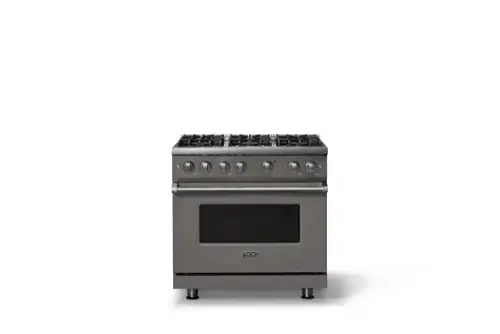 Front. Viking - Pro 5 Series 5.1 Cu. Ft. Freestanding Sealed 6 Burner Liquid Propane Gas Convection Range - Damascus Gray - Damascus Gray.