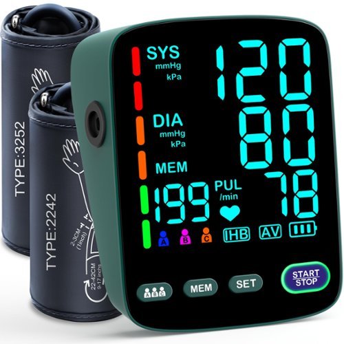 Dazzed Corner - Blood Pressure Monitor, 2 Cuff Sizes, 3-User 199 Memory - Green-Front_Standard 