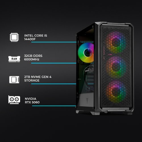 YEYIAN Gaming Desktop PC Intel Core i5 14400F 32GB DDR5 NVIDIA RTX