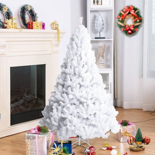 Costway - 5Ft Artificial PVC Christmas Tree W/Stand Holiday Season Indoor Outdoor - White