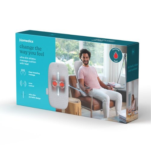 Homedics Slim Profile Modern Massage Cushion with Heat - Gray SHOP ONLINE