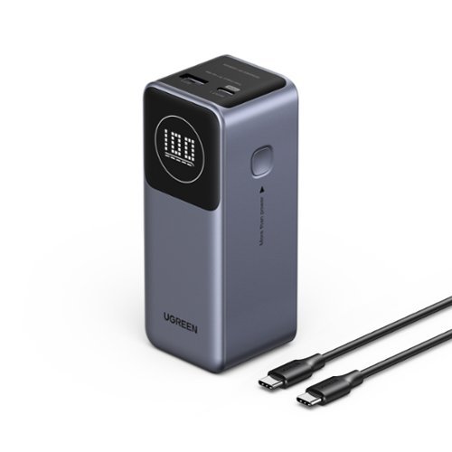 UGREEN - Nexode 100W 12000mAh Power Bank with Smart Display, Portable Charger for Laptops, Tablets, Cell Phones - Black