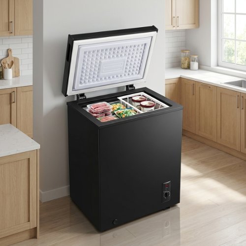 Loheer - Compact 2.5 Cu. Ft. Chest Freezer - Adjustable Thermostat, Deep Freeze to -0.4°F, Removable Basket - Black-Front_Standard 