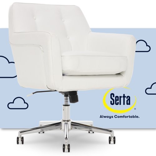 Serta - Ashland Bonded Leather & Memory Foam Home Office Chair - White