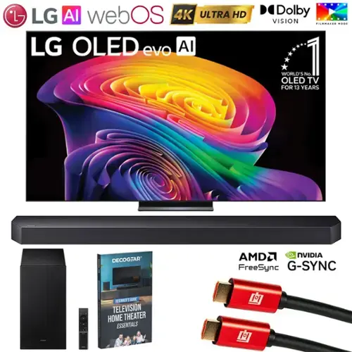 LG AI webOS 4K ULTRA HD LG OLED evo AI  
Dolby VISION  
WORLD'S No. 1 OLED TV FOR 13 YEARS  
DECOGEAR  
AMD NVIDIA FreeSync G-SYNC  
BEGINNER'S GUIDE TELEVISION HOME THEATER ESSENTIALS