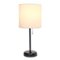 Limelights - Stick Lamp with Charging Outlet and Fabric Shade - Black/White-Front_Standard